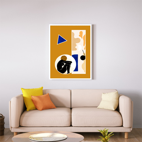 Abstract Style Modern Art Body Mustard & Triangle Wall Art Print | Abstract Wall Art